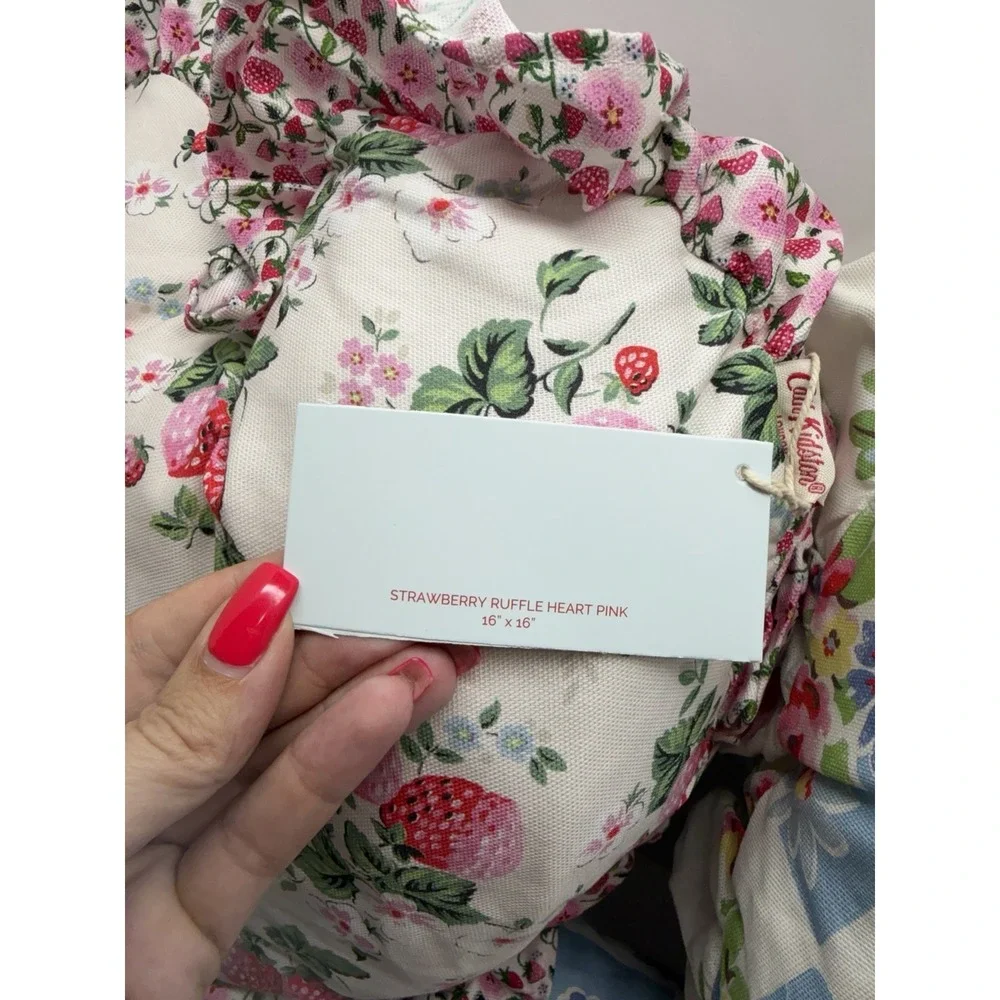 Cath Kidston Of London Pillow Set of 3- Floral Blue Check Rose & Strawberry